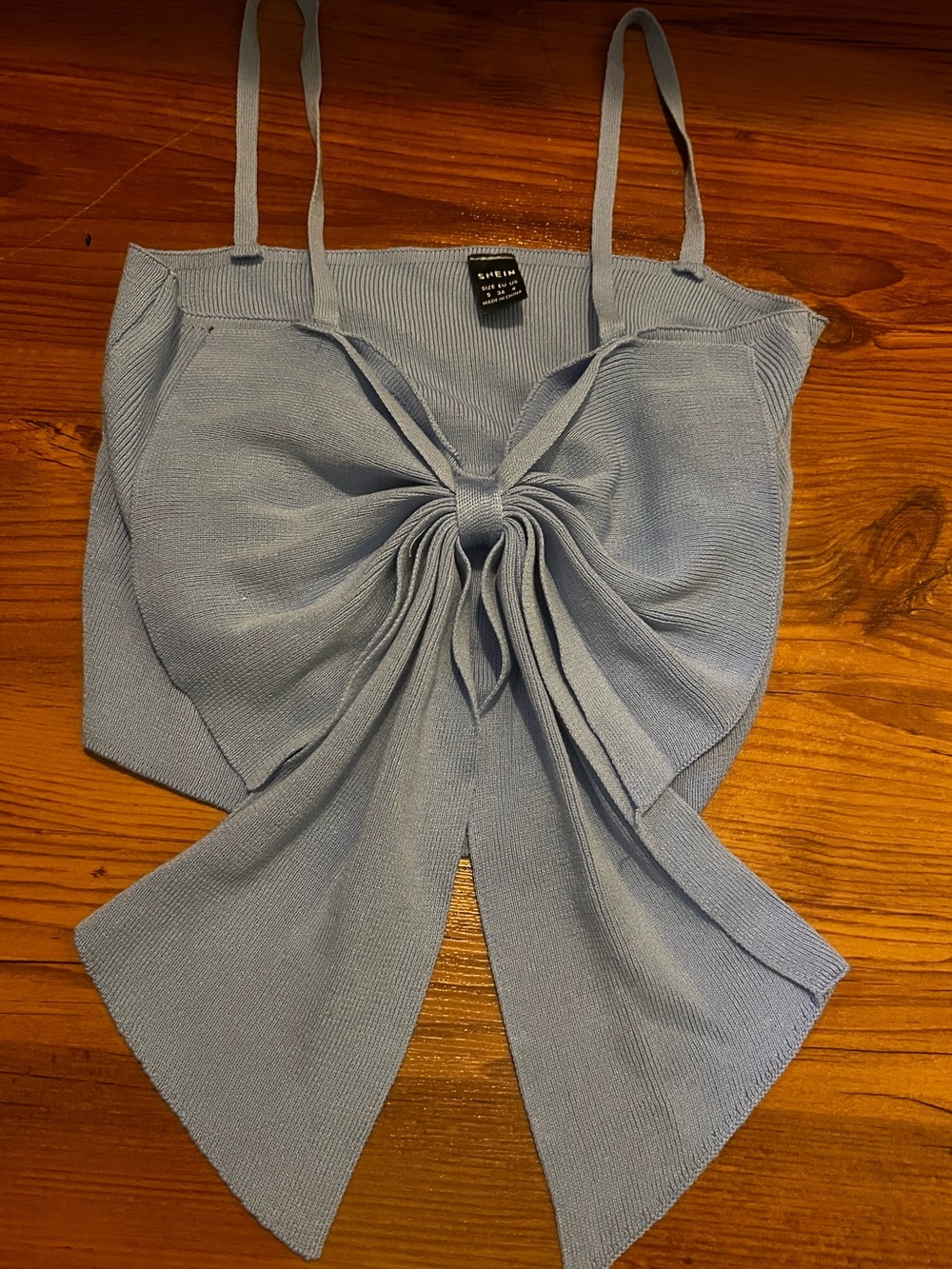 SHEIN Light Blue Bow-Front Knit Cami